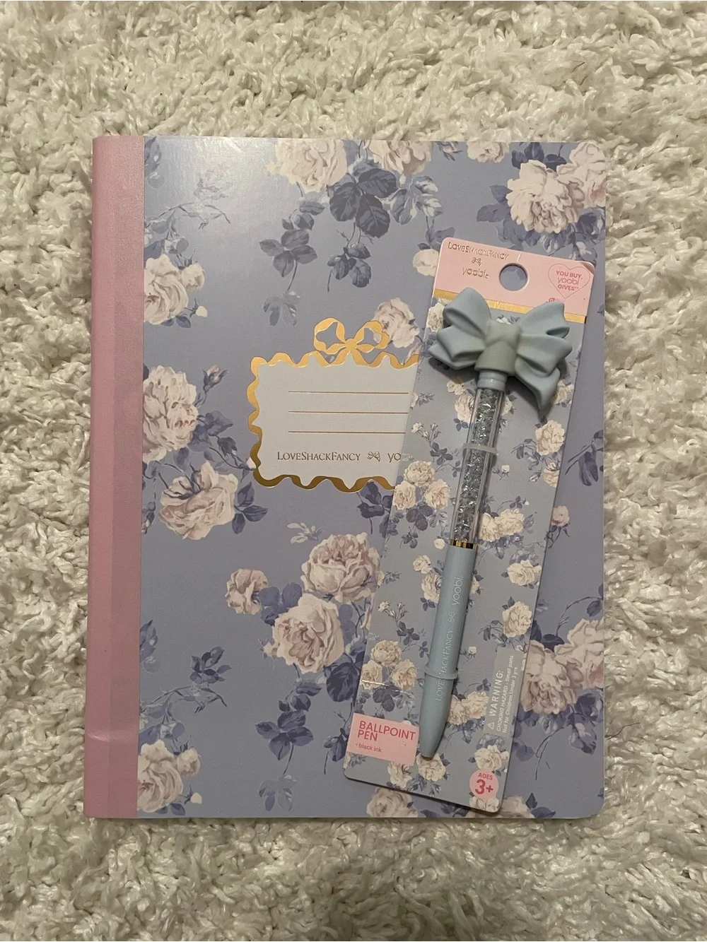 LoveShackFancy x Target Yoobi Everblooming Rosettes Composition Book & Bow Pen